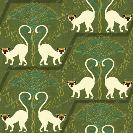 Golden Lemur Ogee/ Art Deco Jungle Pattern