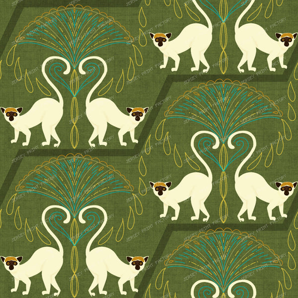 Golden Lemur Ogee/ Art Deco Jungle Pattern