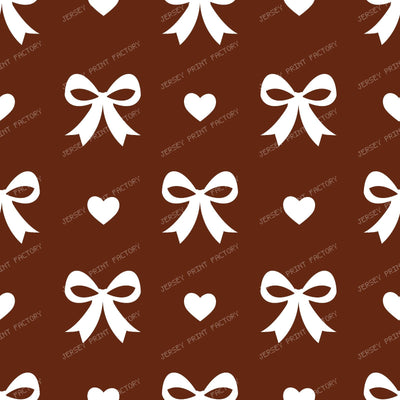 Bow Pattern, Coquette Bow, Ribbon, Cute Bow, White Bow, Hearts, Black — Brown 3