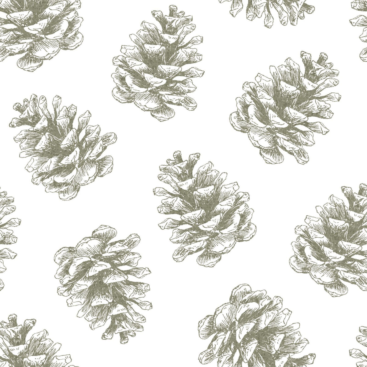 Pine Cone Tossed - Winter Woodland Rustic Cabincore - Sage Green — Sage Green and White