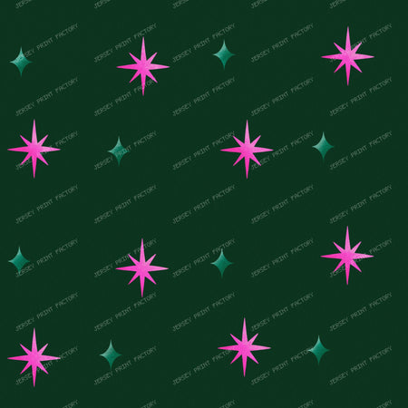 Pink Sparkle & Stars on Purple — Dark Green
