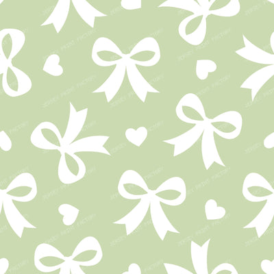 Bow Pattern, Coquette Bow, Ribbon, Cute Bow, White Bow, Hearts, Black — Green 1