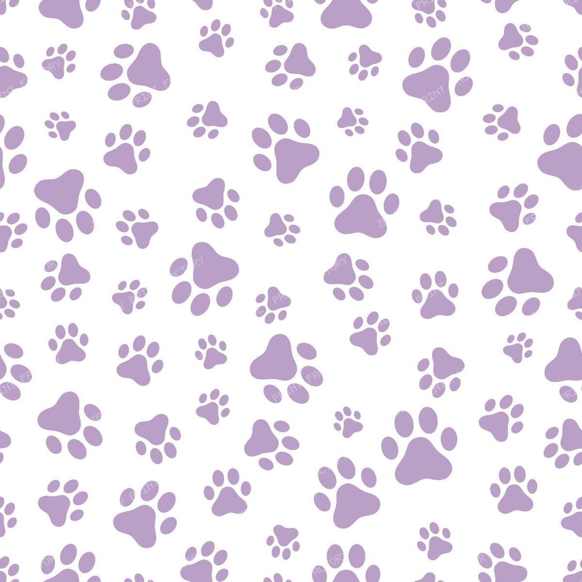 Pattern Of Paws, Dog Paws, Black and White — Purple 2