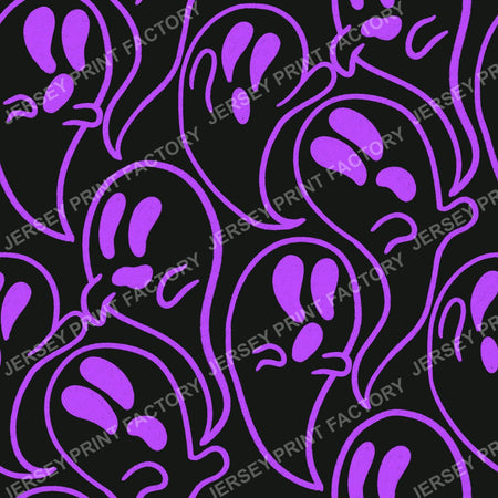 Purple Sketchy Doodle Ghosts on Black