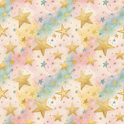 Pop Art Blue And Black Flowers — Gold Stars Pale Pastel Colors