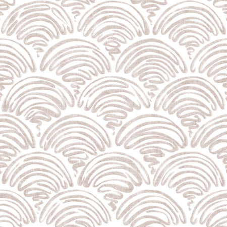 freehand scallop taupe on white