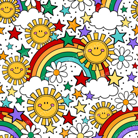 Sunshine And Rainbows Happy Sky Doodles