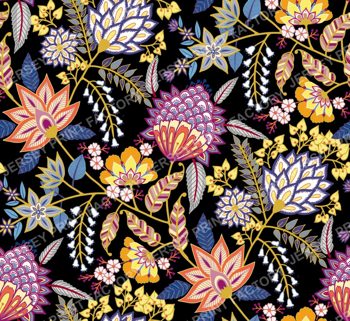 Modern Contemporary Chintz Floral Black