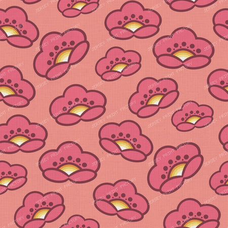 1970s Pink Mod Flowers - Retro Floral on Cool Gray — on Pastel Pink
