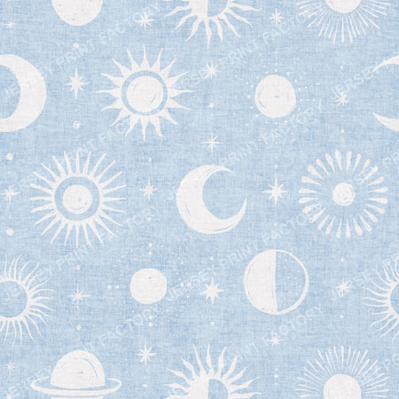 boho celestial off-white on fog blue
