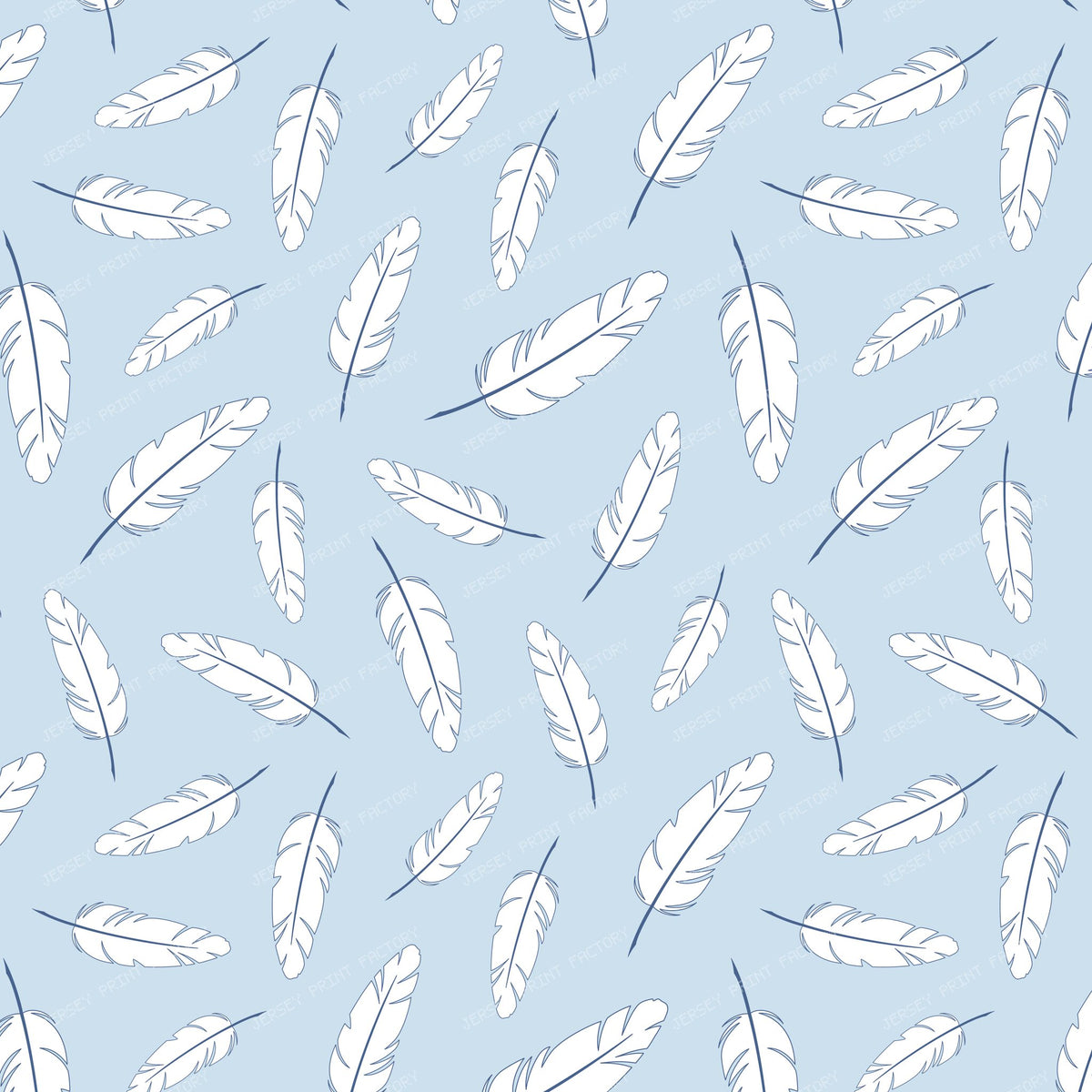 Light Feathers Pattern White on Soft Blue