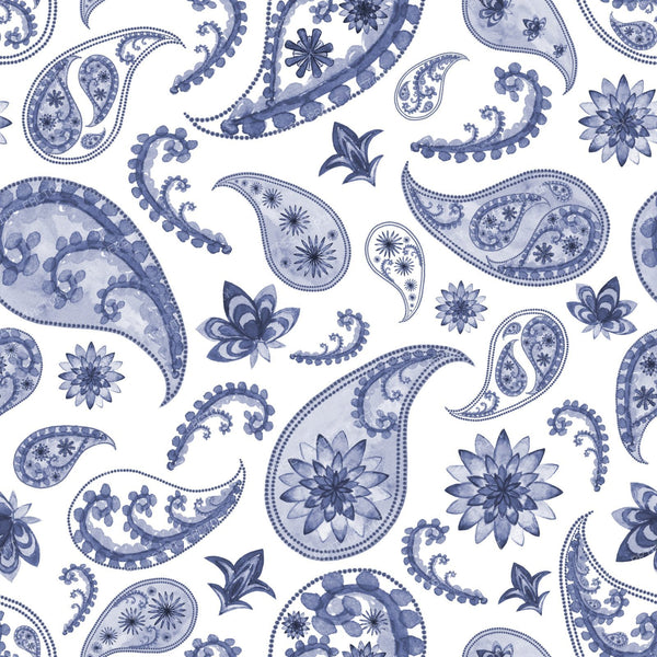 Paisley oriental navy blue background