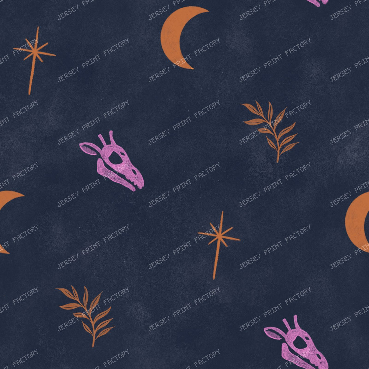 Giraffe Skull Blender Minimal Celestial Fossil Pattern on Black Background — Pastel pink and orange on navy