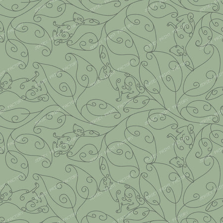 Art Deco Trailing Vine Bunnies in Sage Green