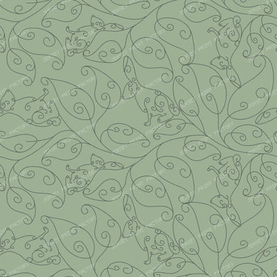 Art Deco Trailing Vine Bunnies in Sage Green