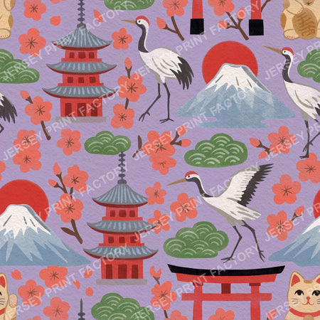 Springtime Japan in Traditional Colours on Purple