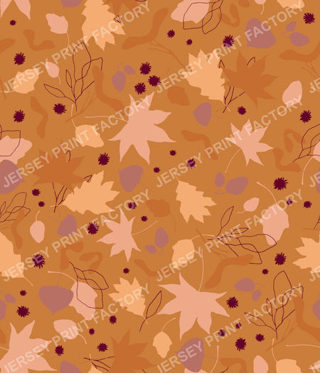 Autumn Reverie with Falling Leaves - Golden Brown & Cream