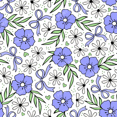 Coquette Meadow Wildflower Floral In Periwinkle On White