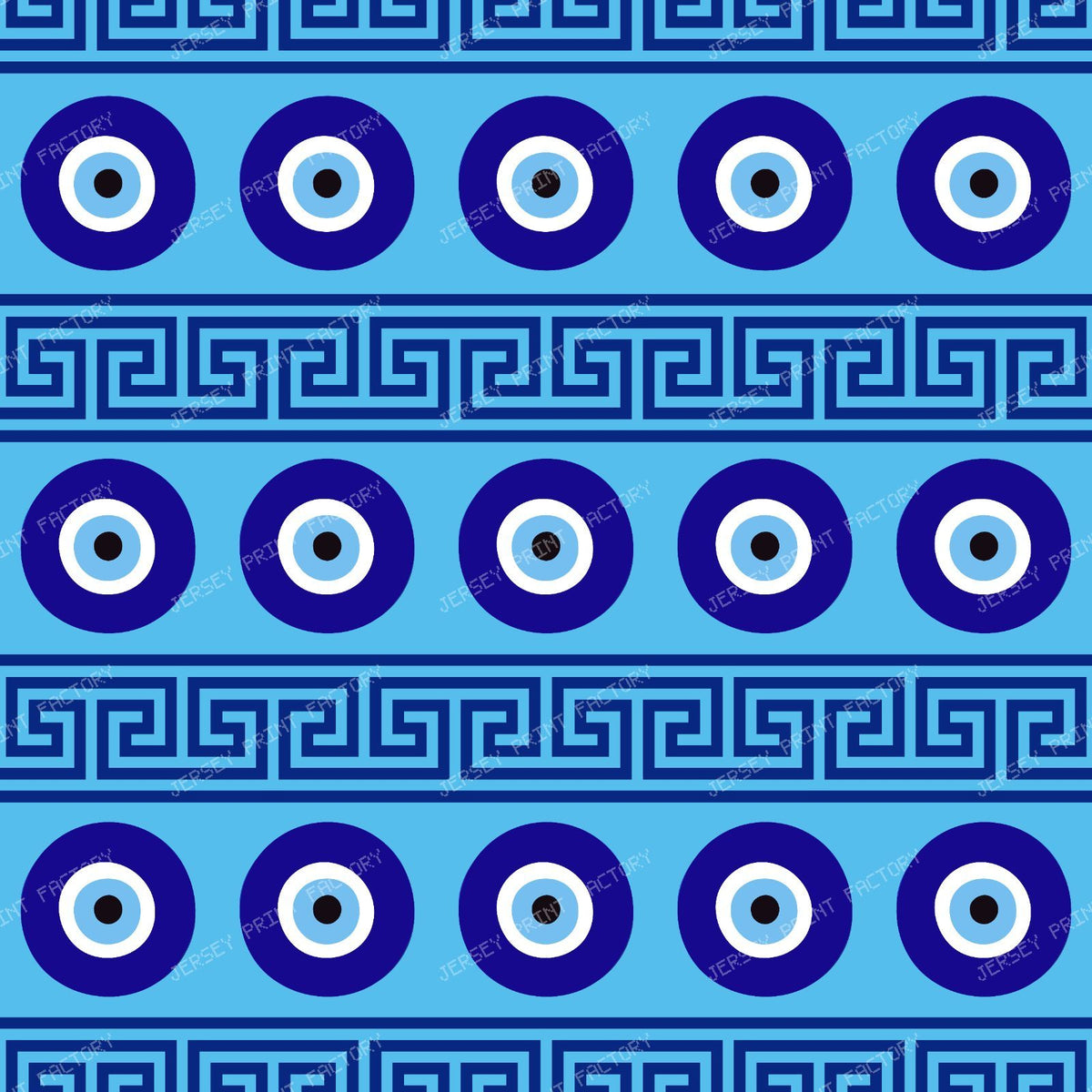 Evil Eye Pattern, Turkish Eye, Mati, Nazar, Meander Key — Blue 2