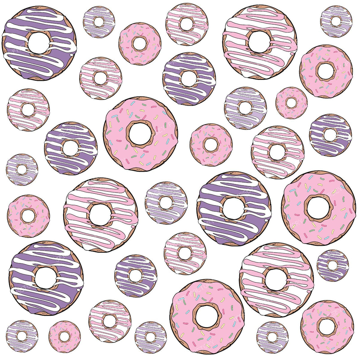 Donut Pattern, Chocolate Donuts, Caramel Donuts — Pink and Purple