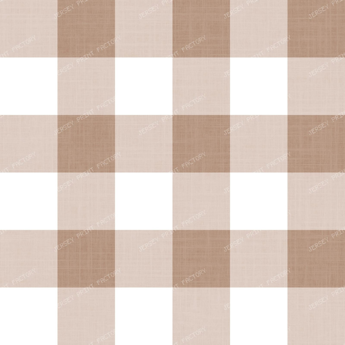 Gingham Check Linen Look - Classic Country Cottage - Cocoa Brown & White