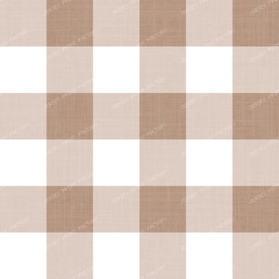 Gingham Check Linen Look - Classic Country Cottage - Cocoa Brown & White