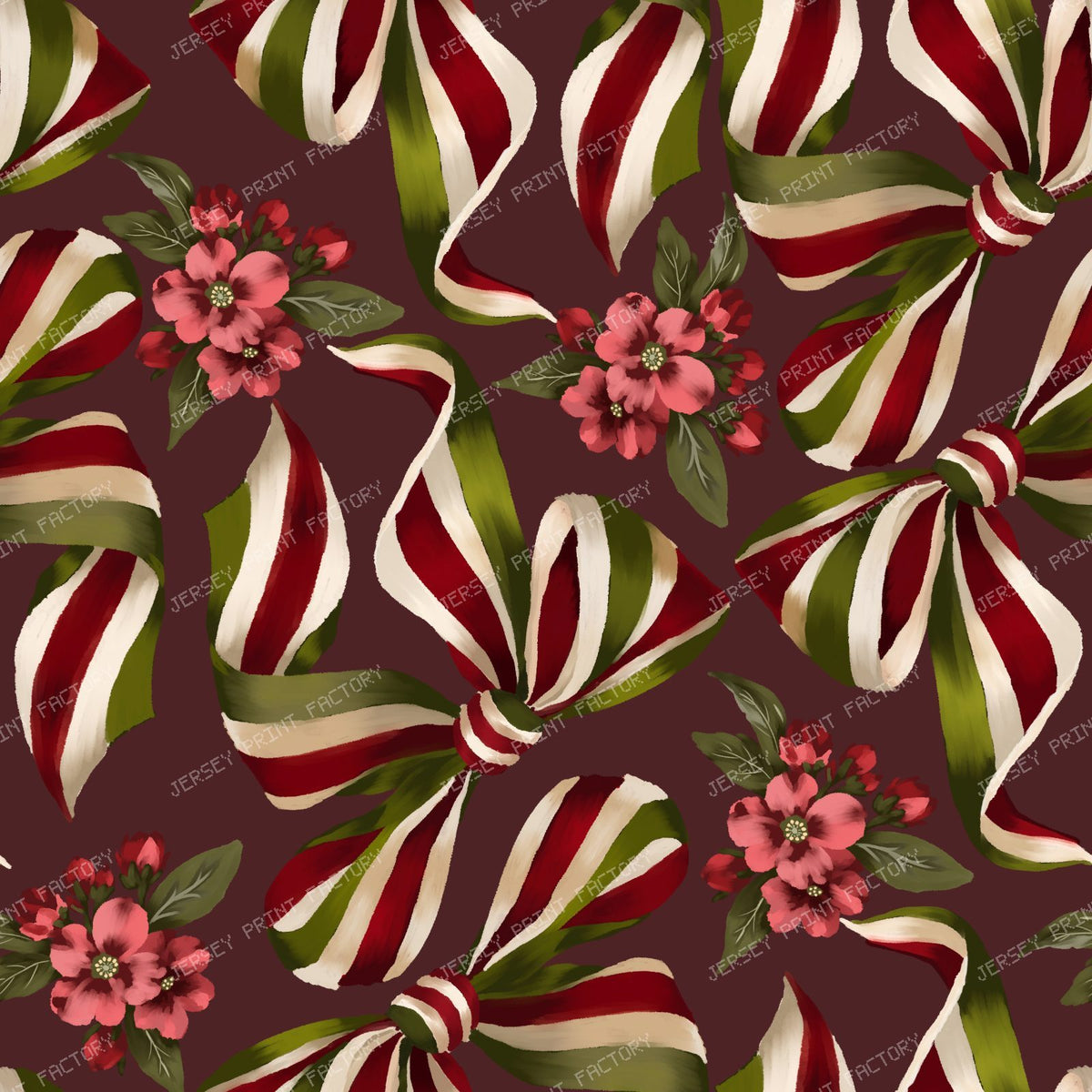 Ribbon Blossoms — Burgundy