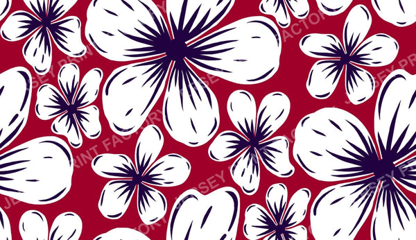 Boho Mid Century Hibiscus Flowers in Red