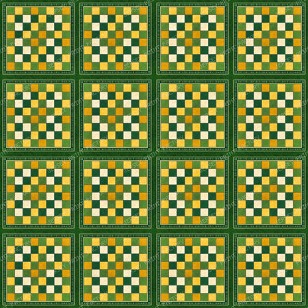 Checkered Moss Green Yellow Beige