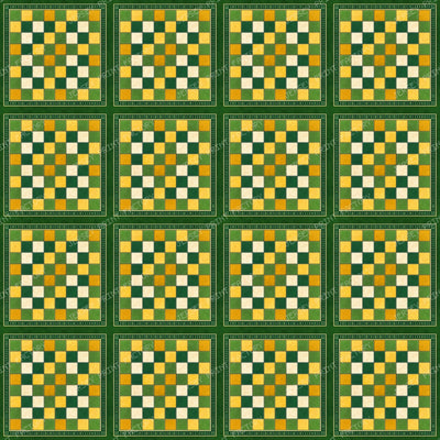 Checkered Moss Green Yellow Beige