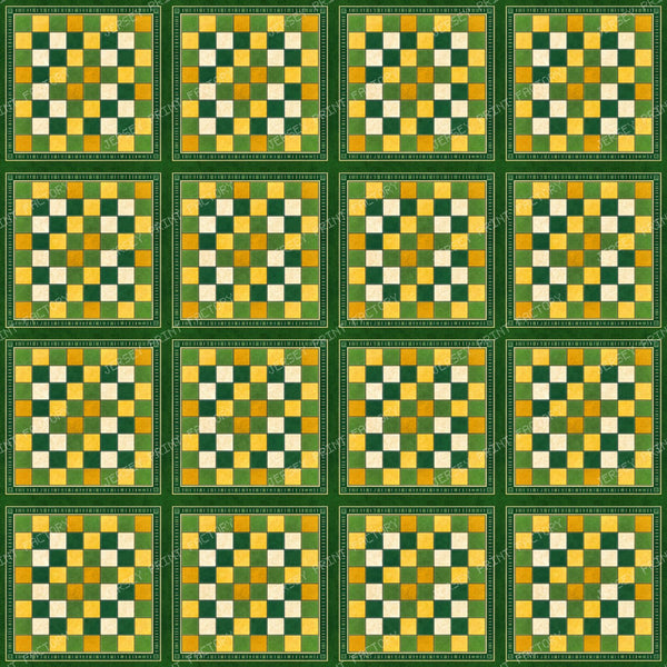 Checkered Moss Green Yellow Beige