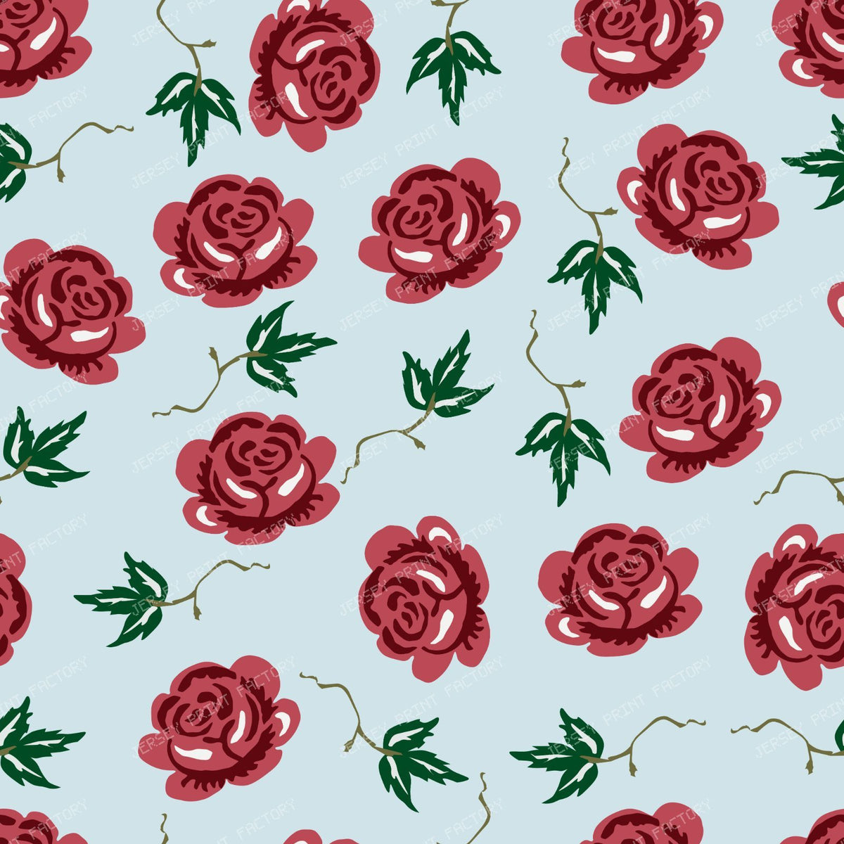 Blue Roses, Blue Flowers, Floral Pattern, Leaves, Boho — Red 3