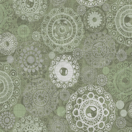 Vintage Ornamental Circles texturised green