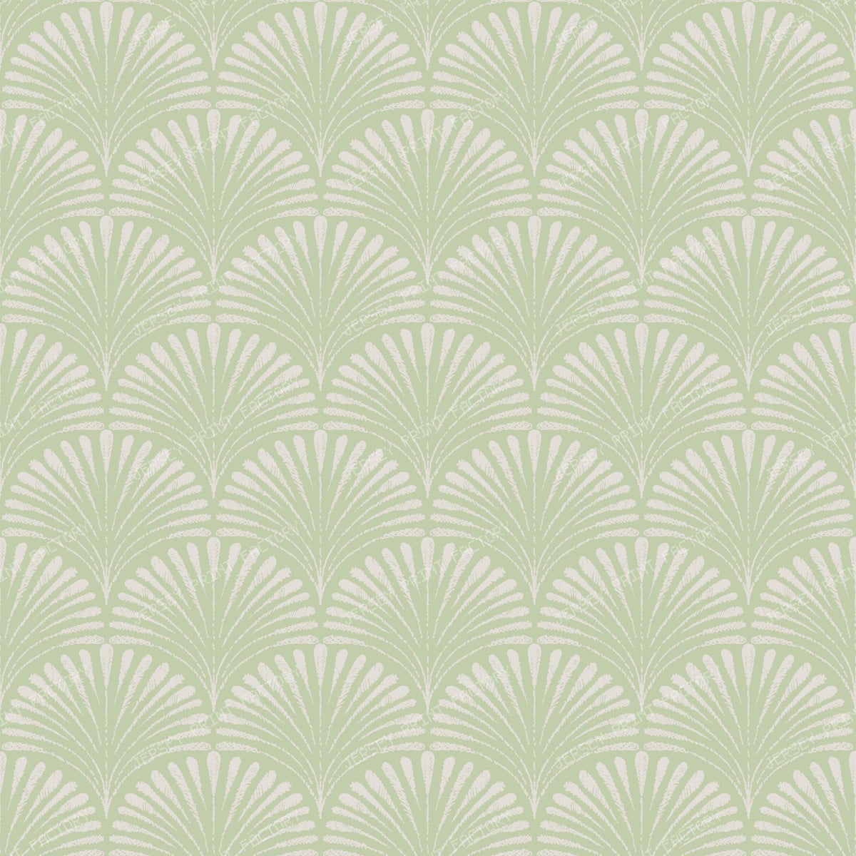 Eloise   Hand Drawn Scallop   Small   Cream & Blue — Spring Green & Cream