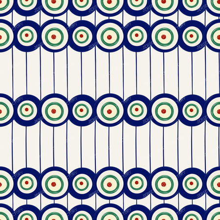 Polish Peacock Eyes And Stripes On Stoneware Ivory