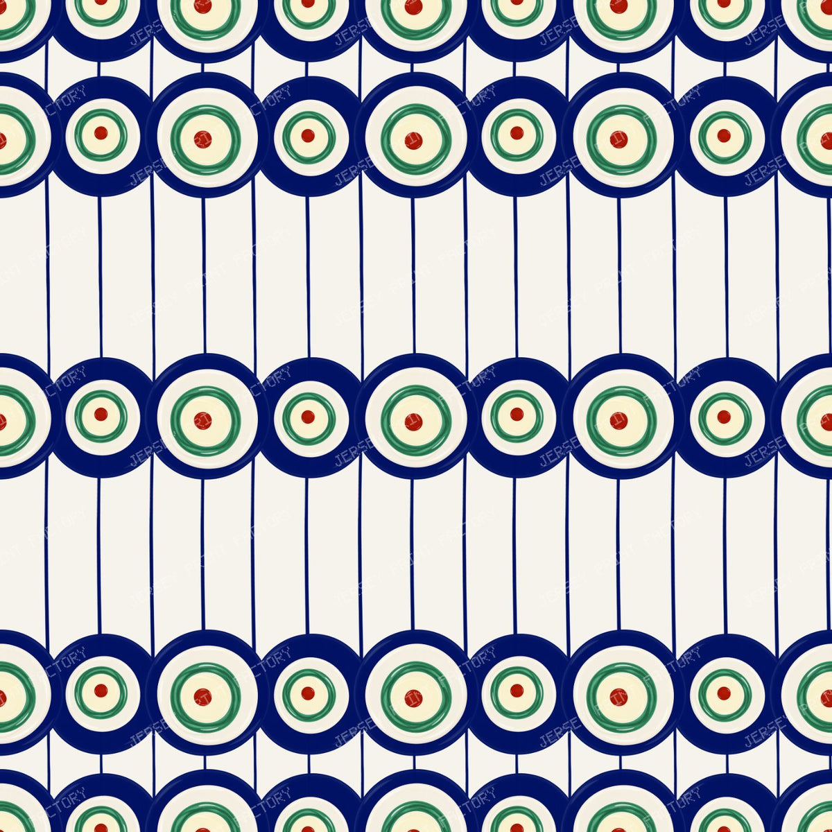 Polish Peacock Eyes And Stripes On Stoneware Ivory