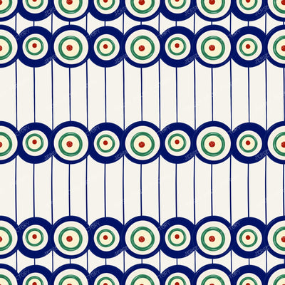 Polish Peacock Eyes And Stripes On Stoneware Ivory