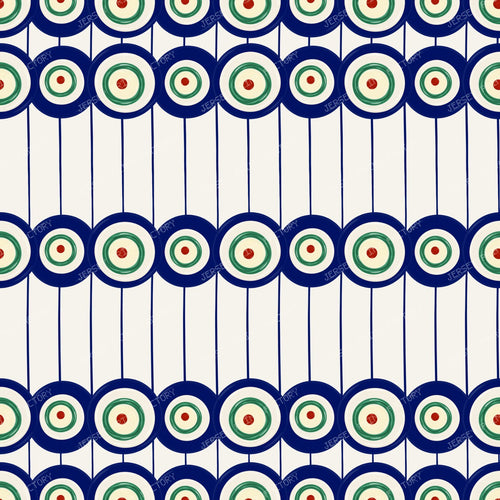 Polish Peacock Eyes And Stripes On Stoneware Ivory