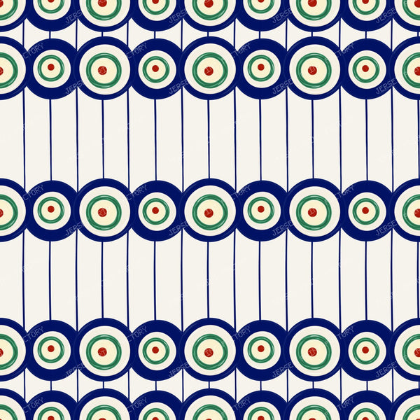 Polish Peacock Eyes And Stripes On Stoneware Ivory