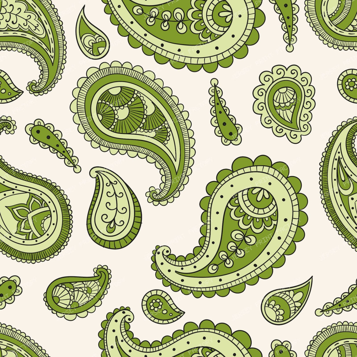 Blue Paisley, Persian Paisley, Paisley Pattern — Green 1