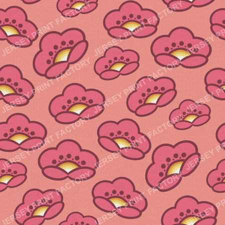 1970s Pink Mod Flowers -  Retro Floral On Pastel Pink