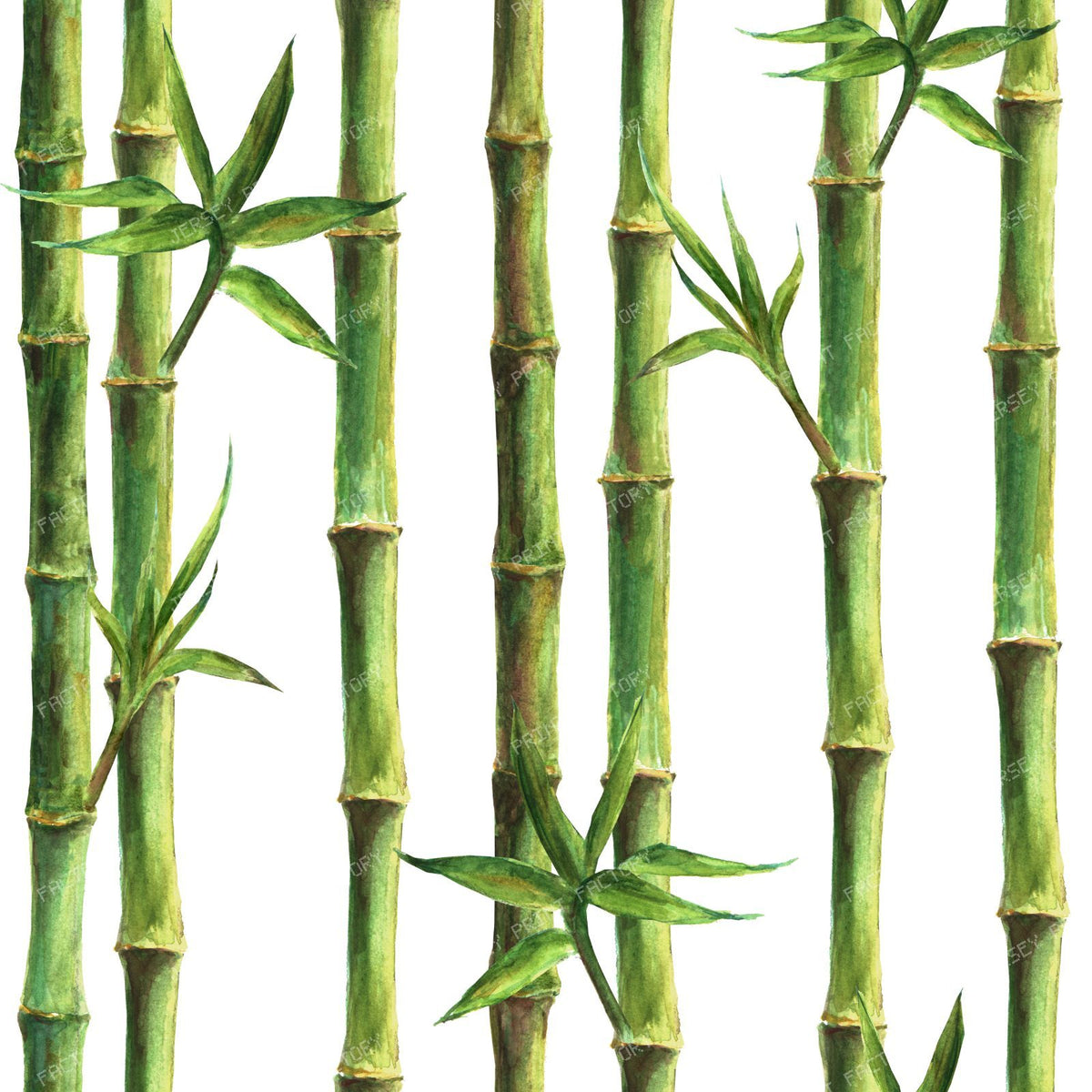 Green bamboo stems and leaves seamless pattern
