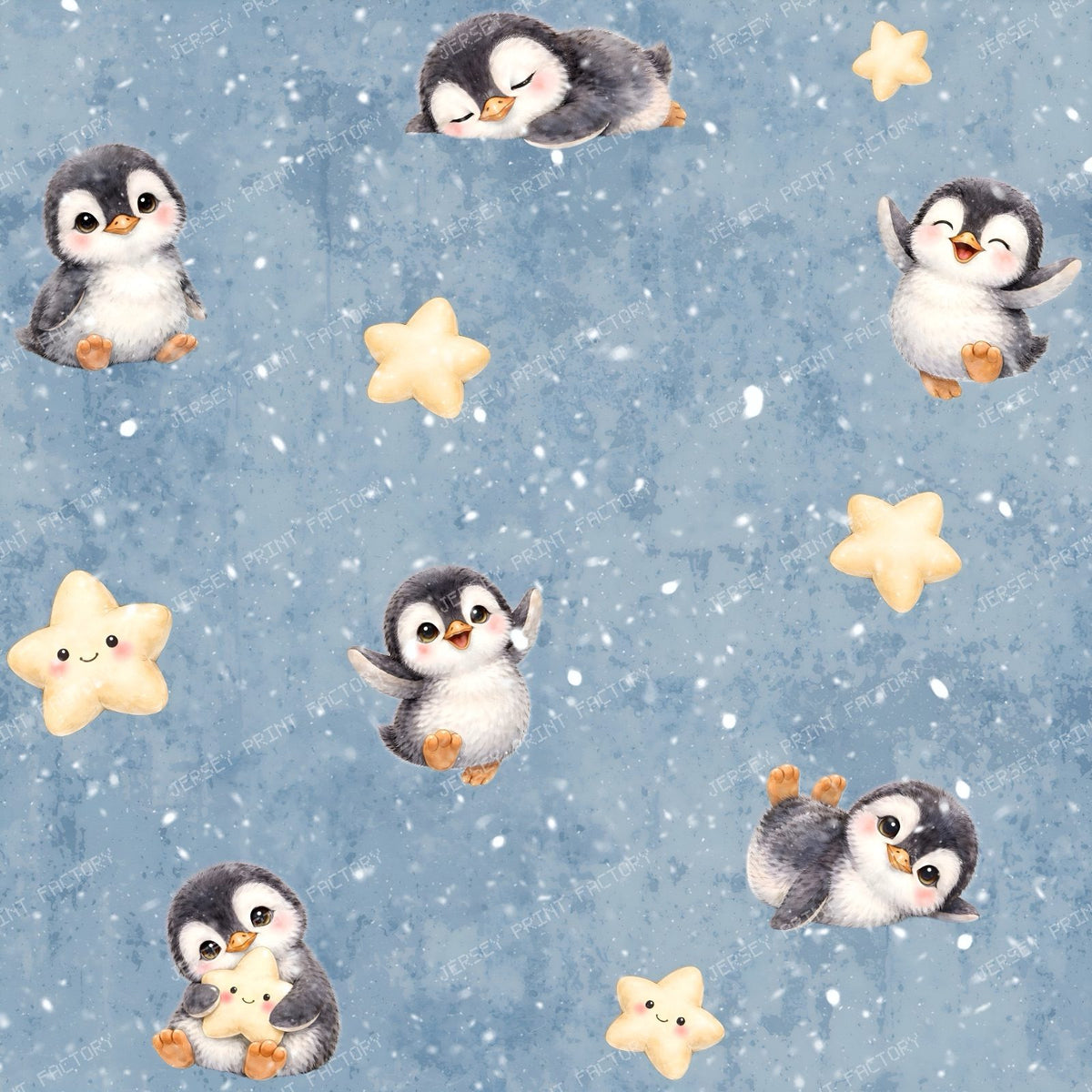 Cute Winter Penguins & Stars