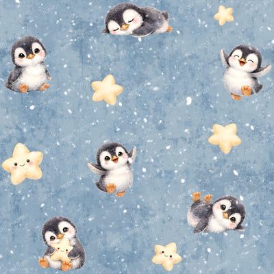 Cute Winter Penguins & Stars