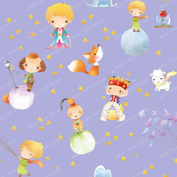 Little Prince Children's Fairytale Toile Pattern - Lavender