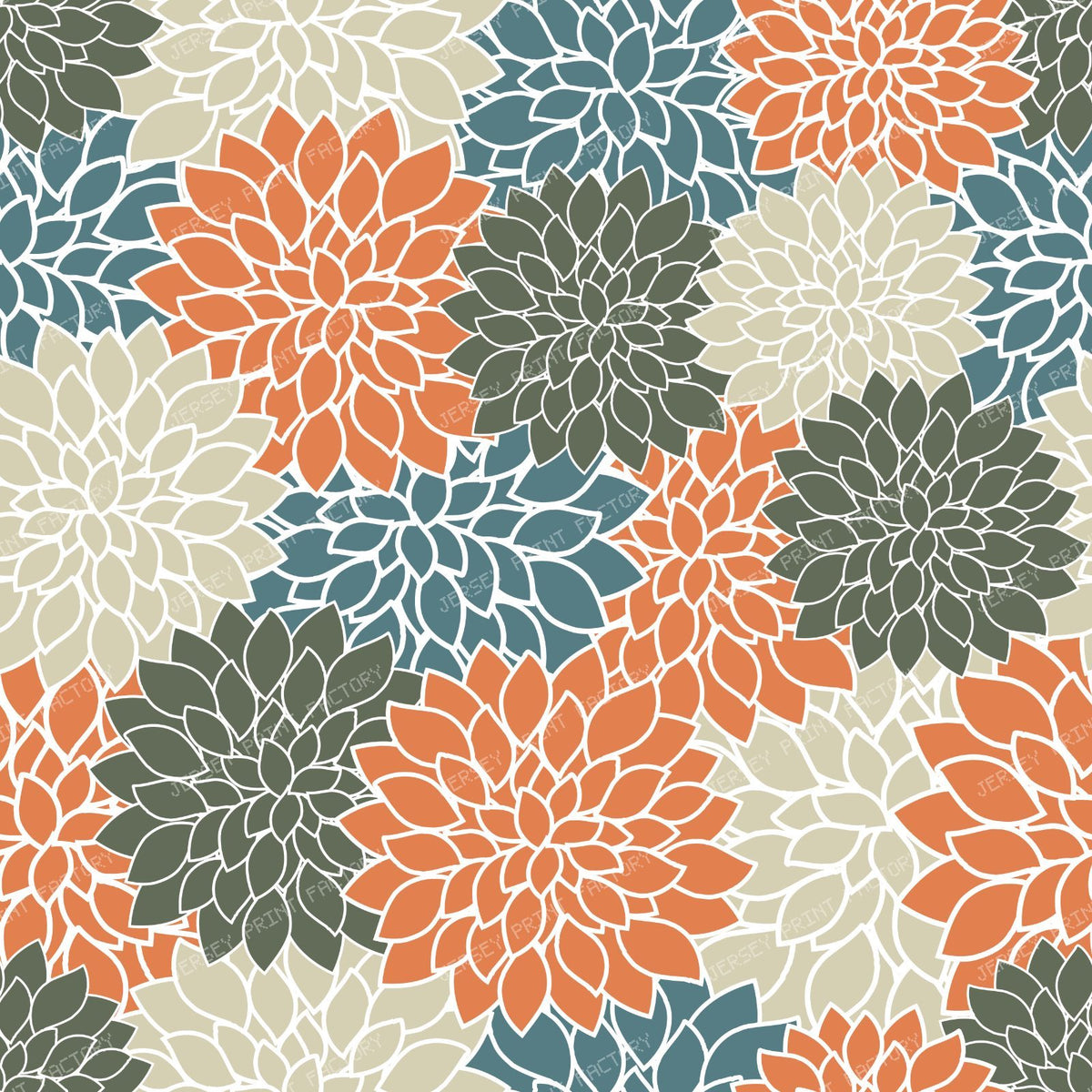 Blue Dahlia, Brown Dahlia, Orange Dahlia, Floral Pattern — Colorful 7