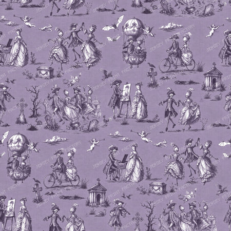 DANSE MACABRE TOILE – CHARCOAL & IVORY ON PALE LAVENDER