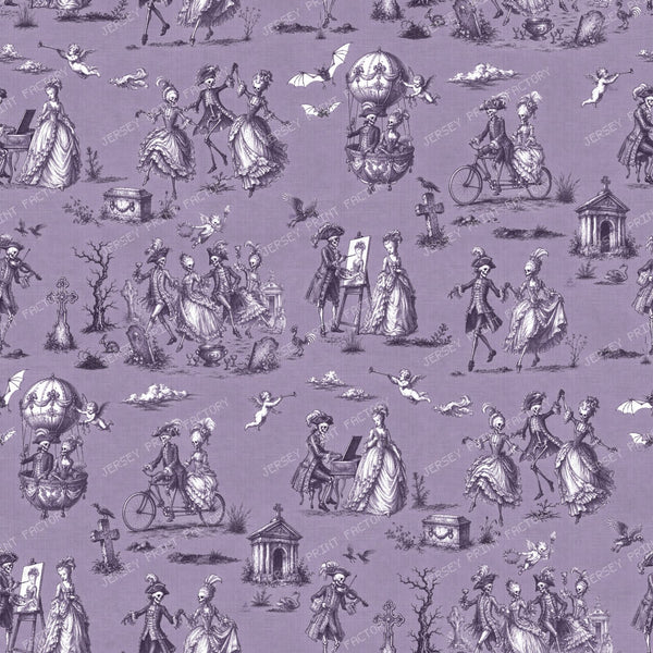 DANSE MACABRE TOILE – CHARCOAL & IVORY ON PALE LAVENDER