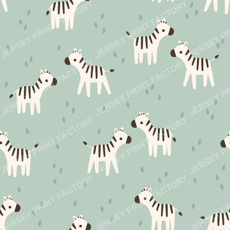 Jungle Zebras on jade green