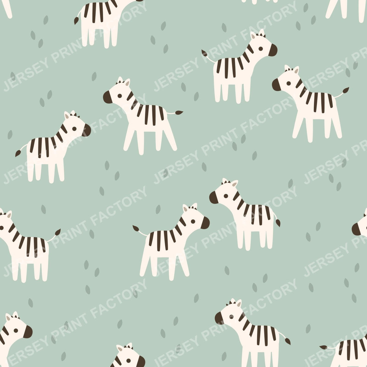 Jungle Zebras on jade green
